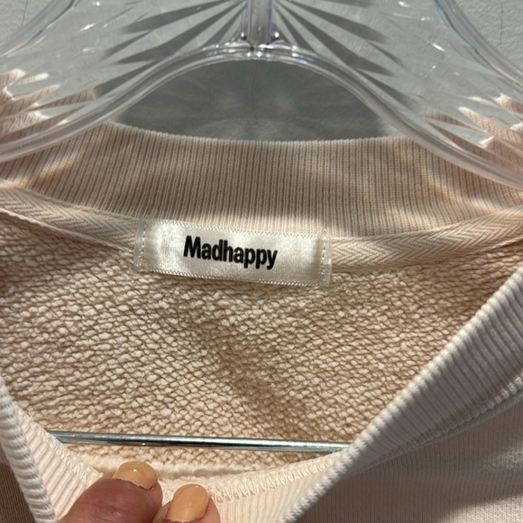 MAD HAPPY Sweatshirt Cream W/ Blue Print - Picture 2 of 4